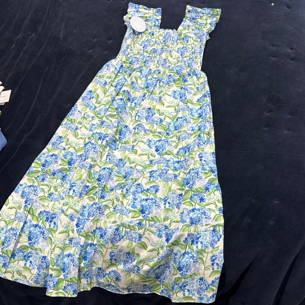 Hill House Ellie Nap Dress Blue Hydrangea Small NWT